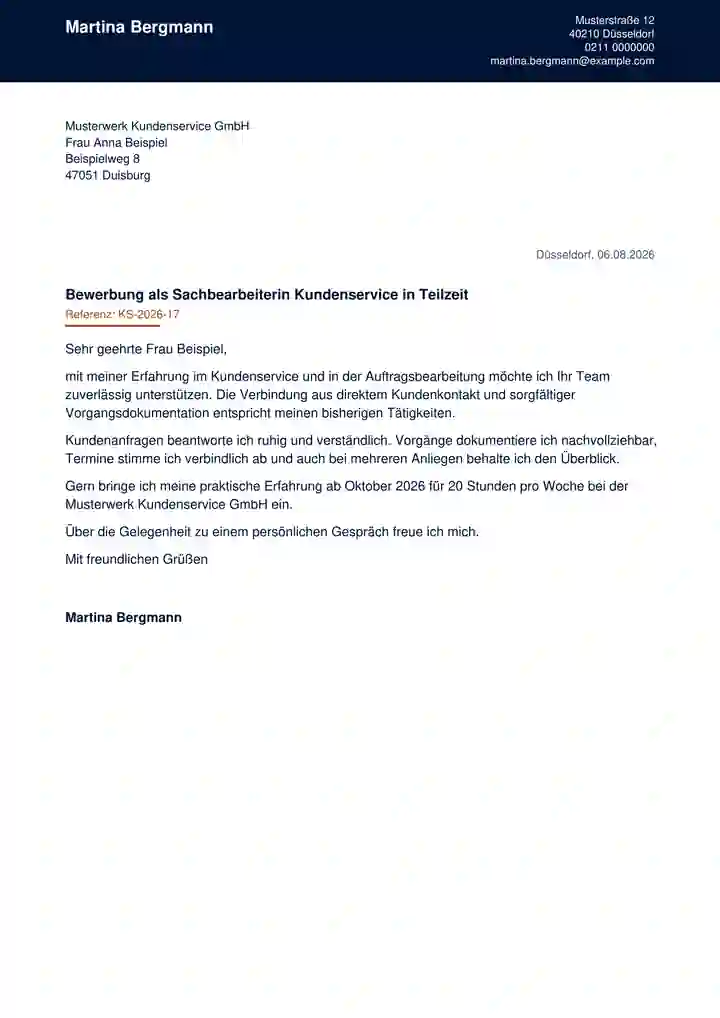 Echte Renderer-Vorschau des Designs Modern mit dunkelblauem Briefkopf und dezentem Kupferakzent